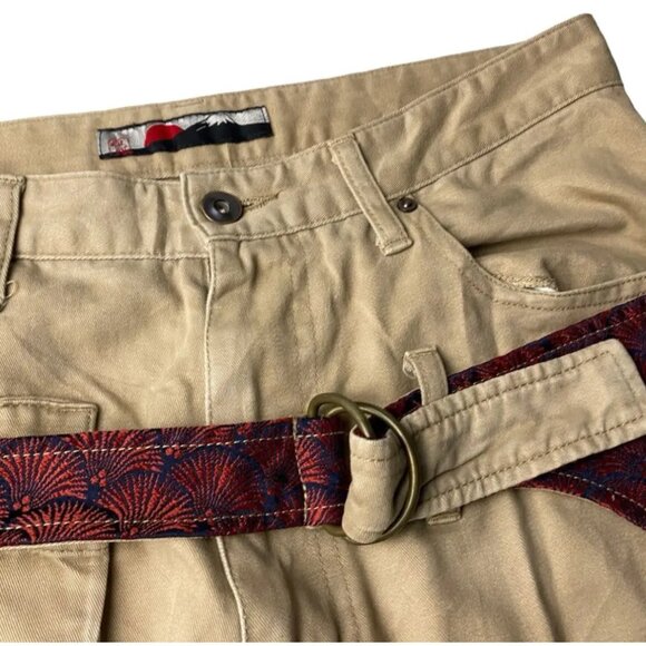 KMRii Japan 2000's Gemstone 3D Asymmetric 8 Pockets Cargo Pants, Tan, 31US - Picture 4 of 13